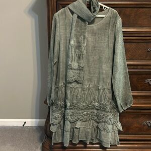 Vintage olive green dress with detachable scarf.Never worn